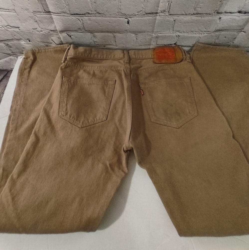 Levis 501 Button Tan Jeans 30×30